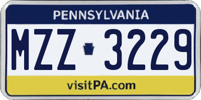 PA license plate MZZ3229