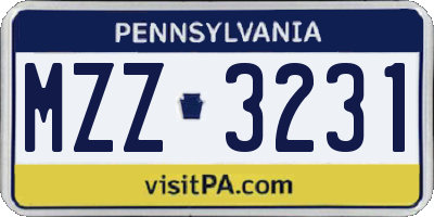 PA license plate MZZ3231