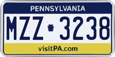 PA license plate MZZ3238