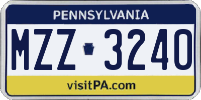 PA license plate MZZ3240