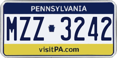 PA license plate MZZ3242