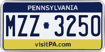 PA license plate MZZ3250