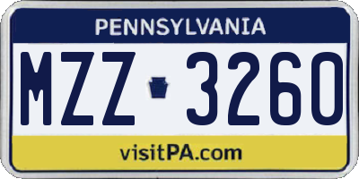 PA license plate MZZ3260