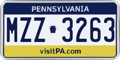 PA license plate MZZ3263