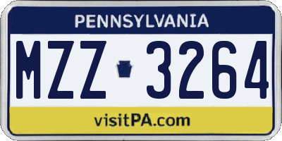 PA license plate MZZ3264