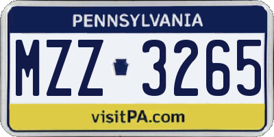PA license plate MZZ3265