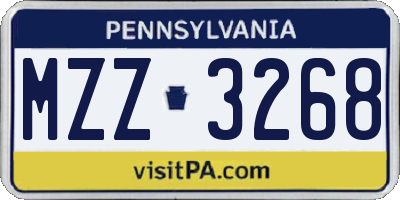 PA license plate MZZ3268