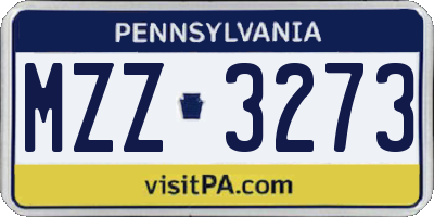 PA license plate MZZ3273