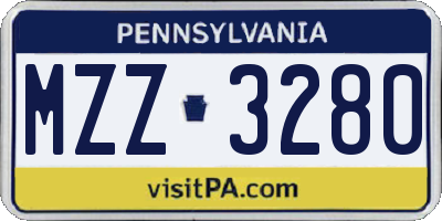 PA license plate MZZ3280