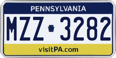 PA license plate MZZ3282