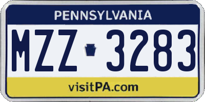 PA license plate MZZ3283