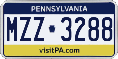 PA license plate MZZ3288