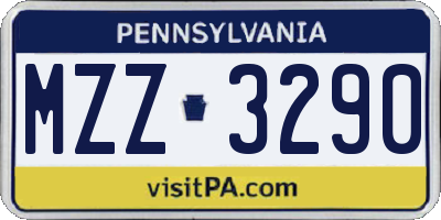 PA license plate MZZ3290