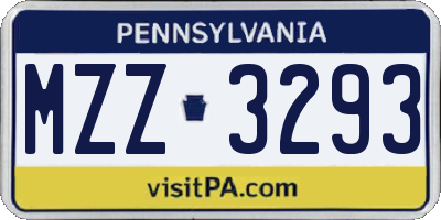 PA license plate MZZ3293
