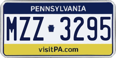PA license plate MZZ3295