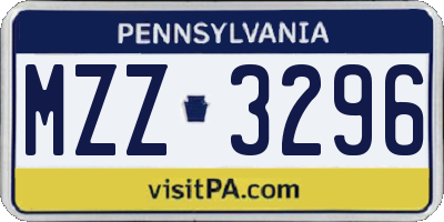PA license plate MZZ3296