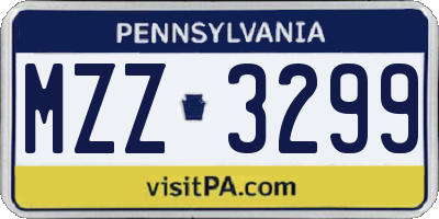PA license plate MZZ3299