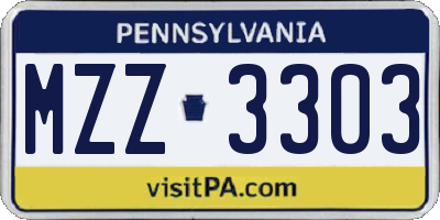 PA license plate MZZ3303