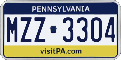 PA license plate MZZ3304