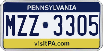 PA license plate MZZ3305