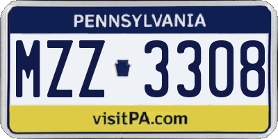 PA license plate MZZ3308