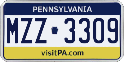PA license plate MZZ3309