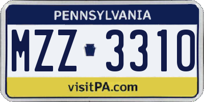 PA license plate MZZ3310