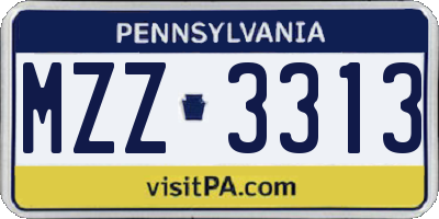 PA license plate MZZ3313
