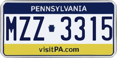 PA license plate MZZ3315