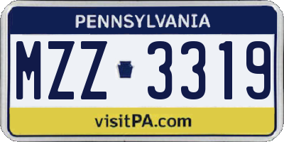 PA license plate MZZ3319