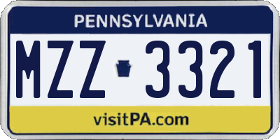 PA license plate MZZ3321