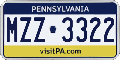 PA license plate MZZ3322