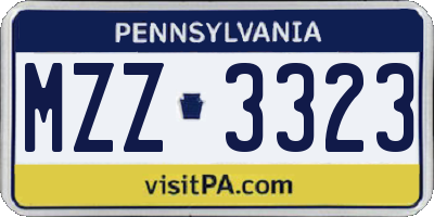 PA license plate MZZ3323