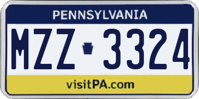 PA license plate MZZ3324