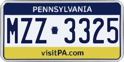 PA license plate MZZ3325