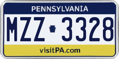 PA license plate MZZ3328