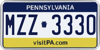PA license plate MZZ3330