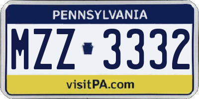 PA license plate MZZ3332