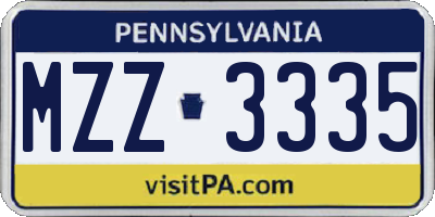 PA license plate MZZ3335