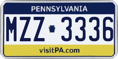PA license plate MZZ3336