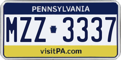 PA license plate MZZ3337
