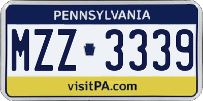 PA license plate MZZ3339
