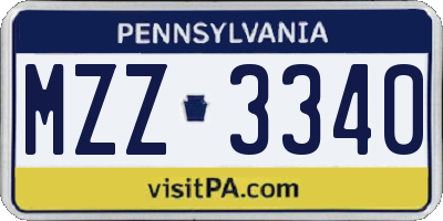 PA license plate MZZ3340