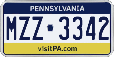 PA license plate MZZ3342
