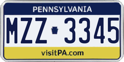 PA license plate MZZ3345