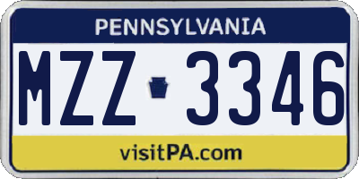 PA license plate MZZ3346