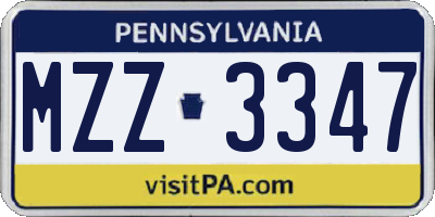 PA license plate MZZ3347