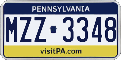 PA license plate MZZ3348