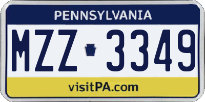 PA license plate MZZ3349