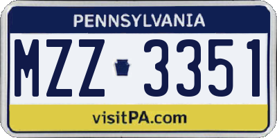 PA license plate MZZ3351